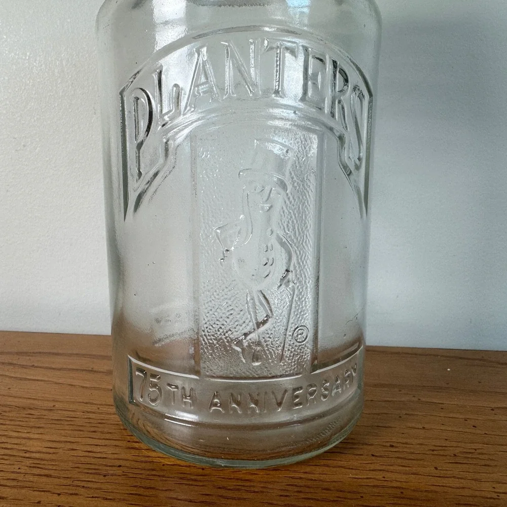 Planters 75th Anniversary Peanut Planter Peanut Character Glass Jar‎ with Lid